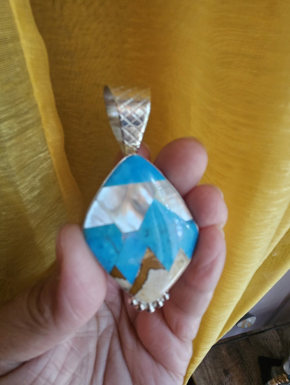 Jay King Mine Finds Turquoise & Picture Jasper Mountain Mosaic Inlay Jewelry Set - Picture 6 of 9